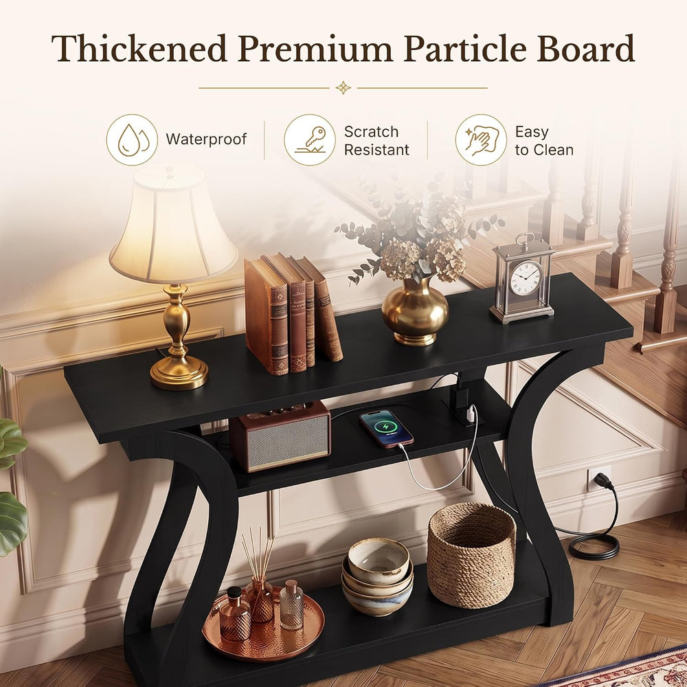 ZENY 47.2 inch Console Table with Power Outlets | 3-Tier Entryway Sofa Table,...