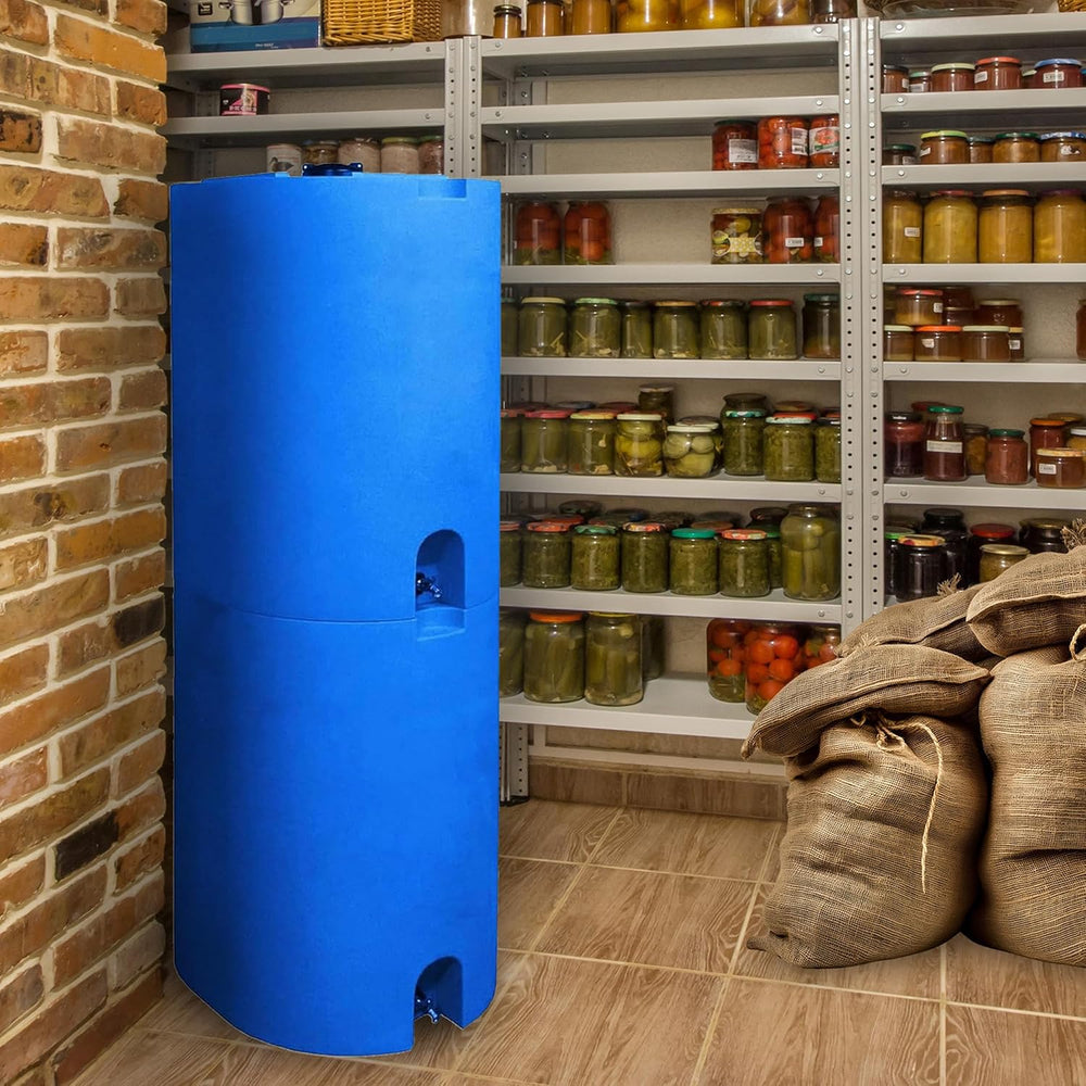 WaterPrepared 55 Gallon Unique Stackable Utility Water Tank, Blue, 2 Pack