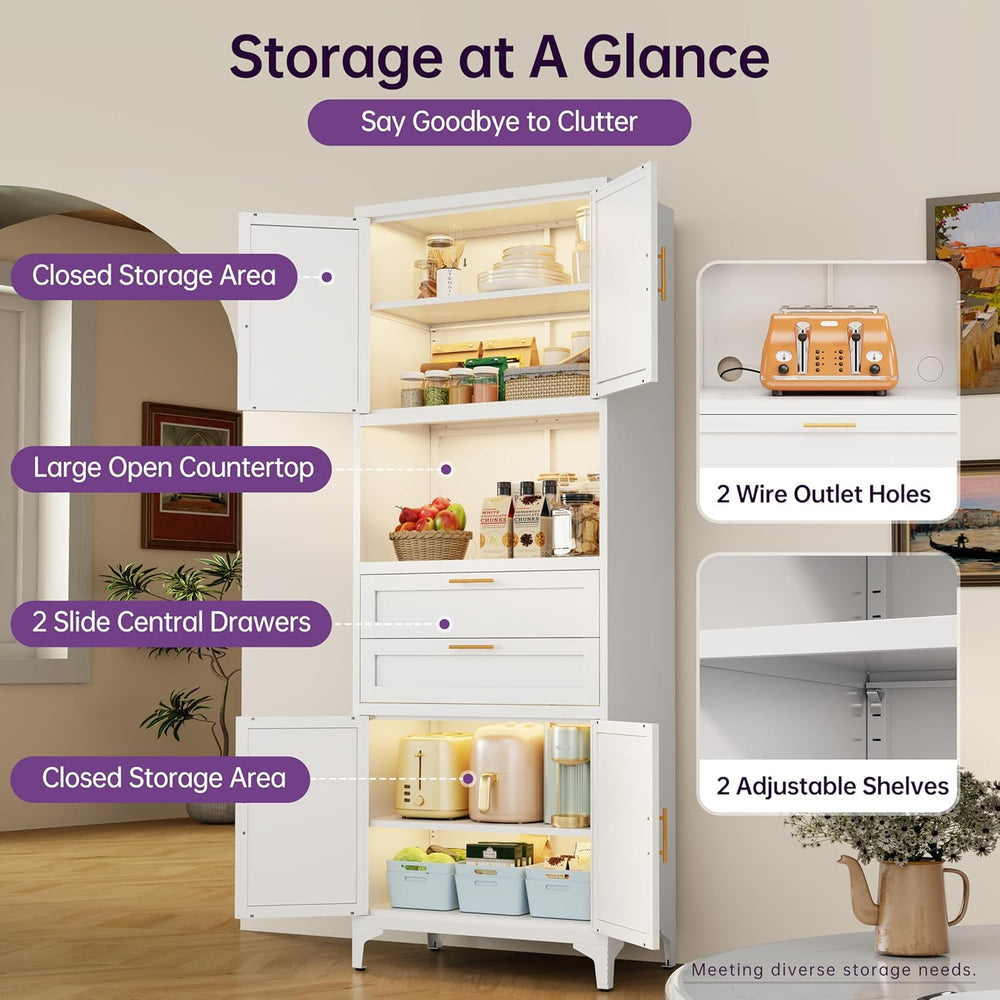 75" Tall Food Kitchen Pantry Cabinet,Tall Bathroom Storage Cabinet with ...