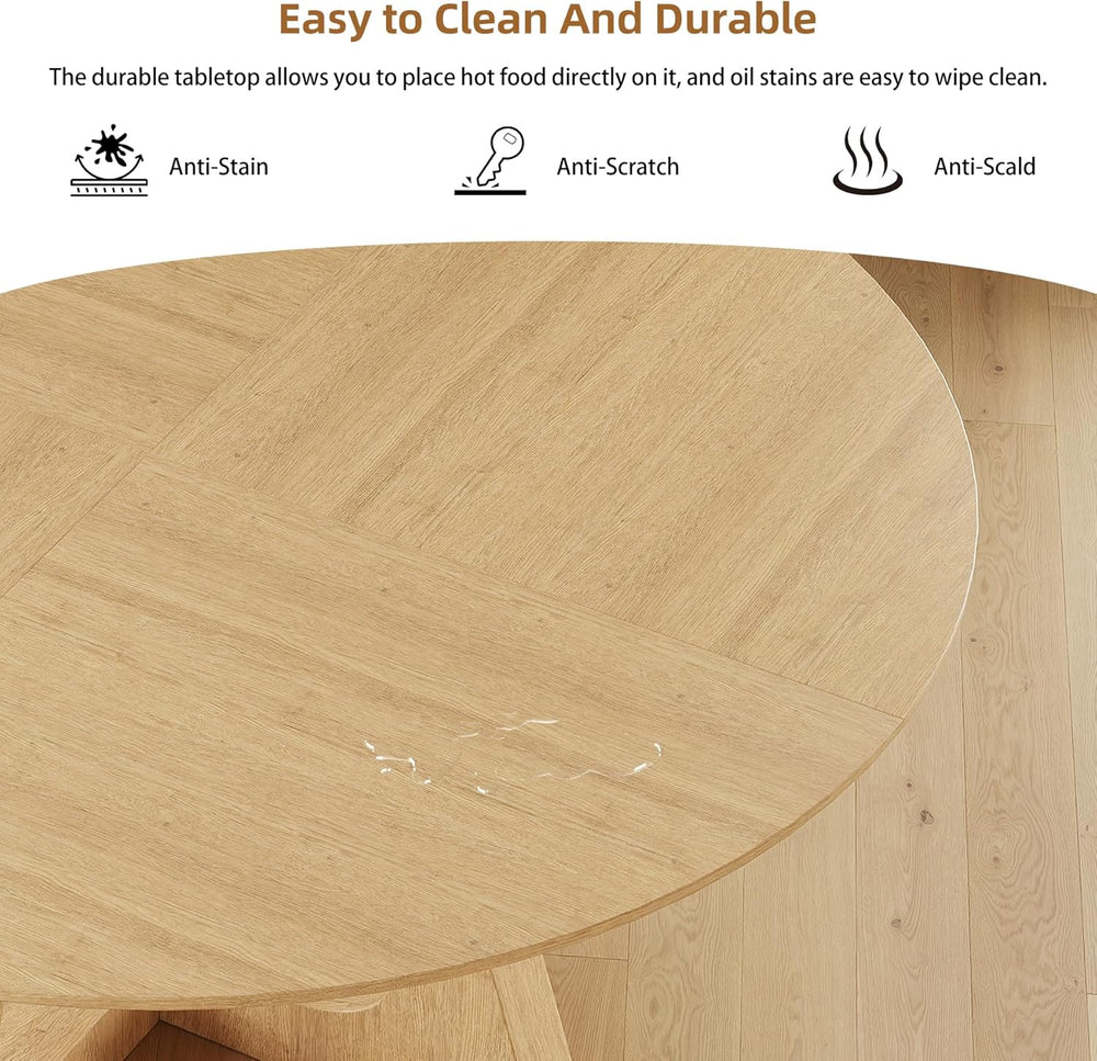 55.25" Round Dining Table for 4-6 People, Farmhouse Circle Kitchen Table...