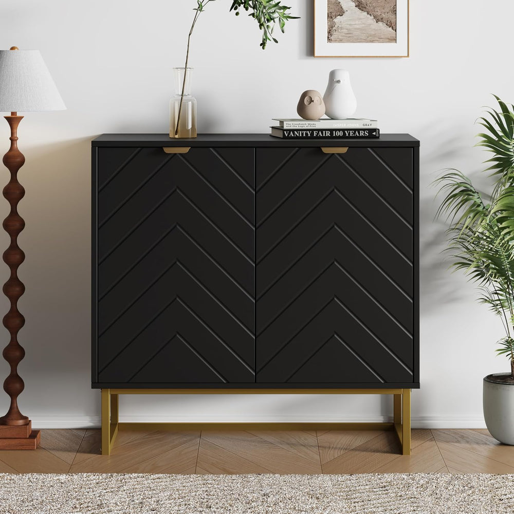 Garvee 31.5 in Modern Sideboard Buffet Cabinet with Storage, Wood Accent Stor...