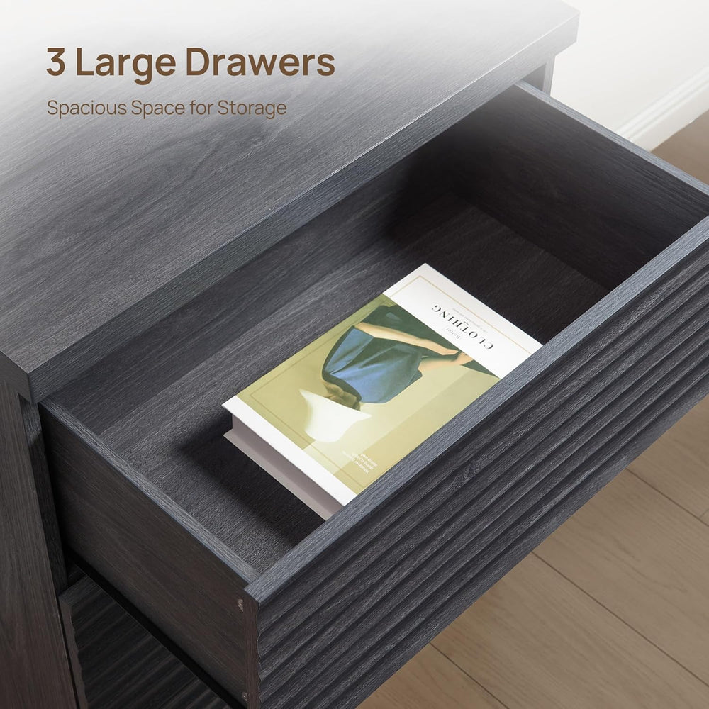 SICOTAS Fluted Buffet Cabinet with Storage, 3-Drawer Sideboard Cabinet, Moder...