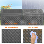 110 Gallon Resin Deck Box, Lockable Patio Outdoor Storage Box for Furniture, Garden Tools and Tools Storage, Waterproof Outside Storage Boxes - Patterned black