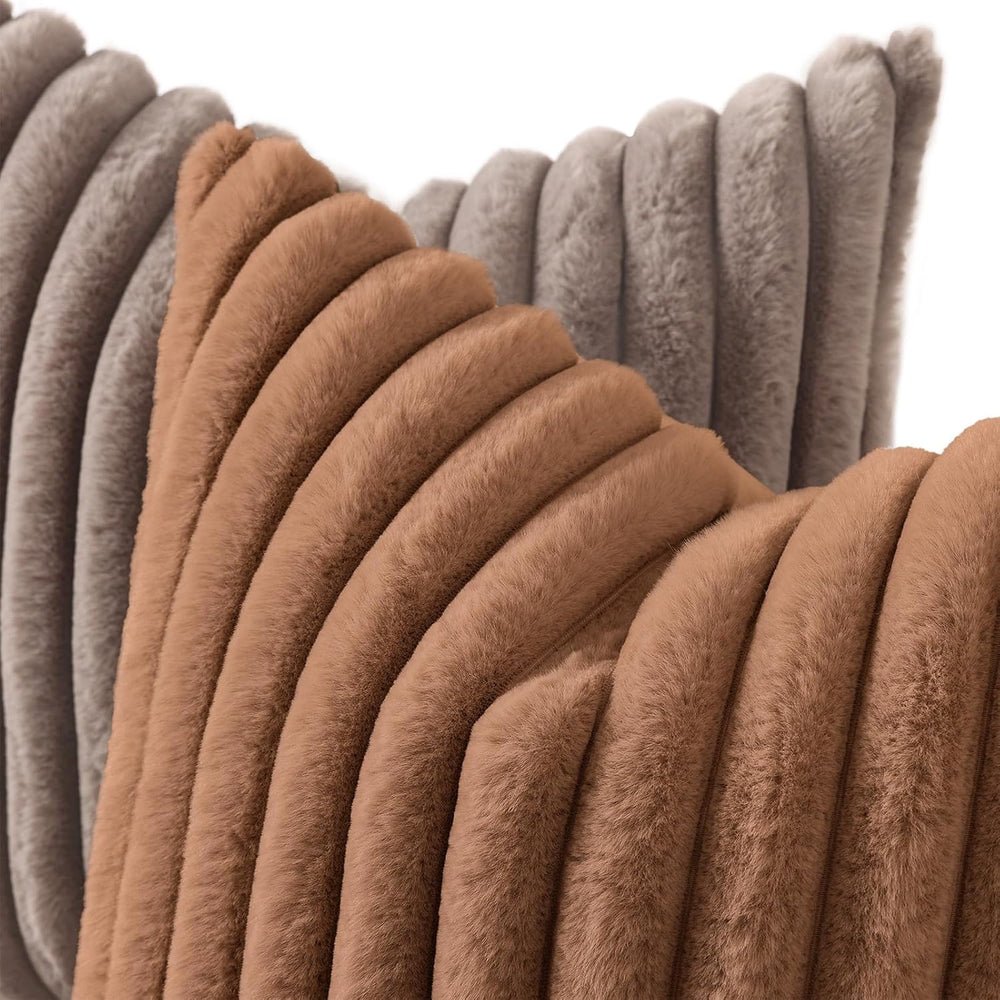 decorUhome Fall Faux Fur Throw Pillow Covers 26x26 Set of 2 Brown