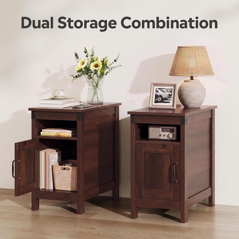 WLIVE End Tables for Living Room & Bedroom w/ Charging, Narrow Nightstand