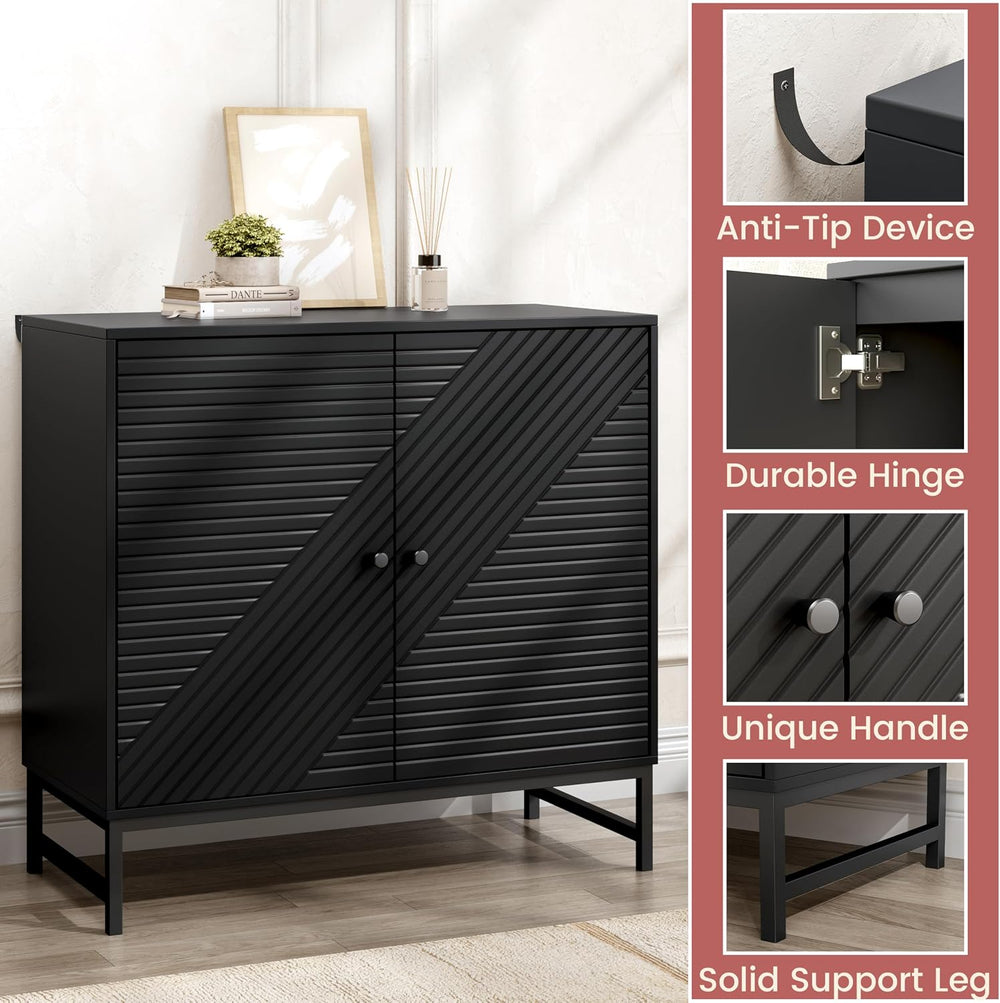 Storage Cabinet with Doors and Adjustable Shelf, Sideboard Buffet Cabinet wit...