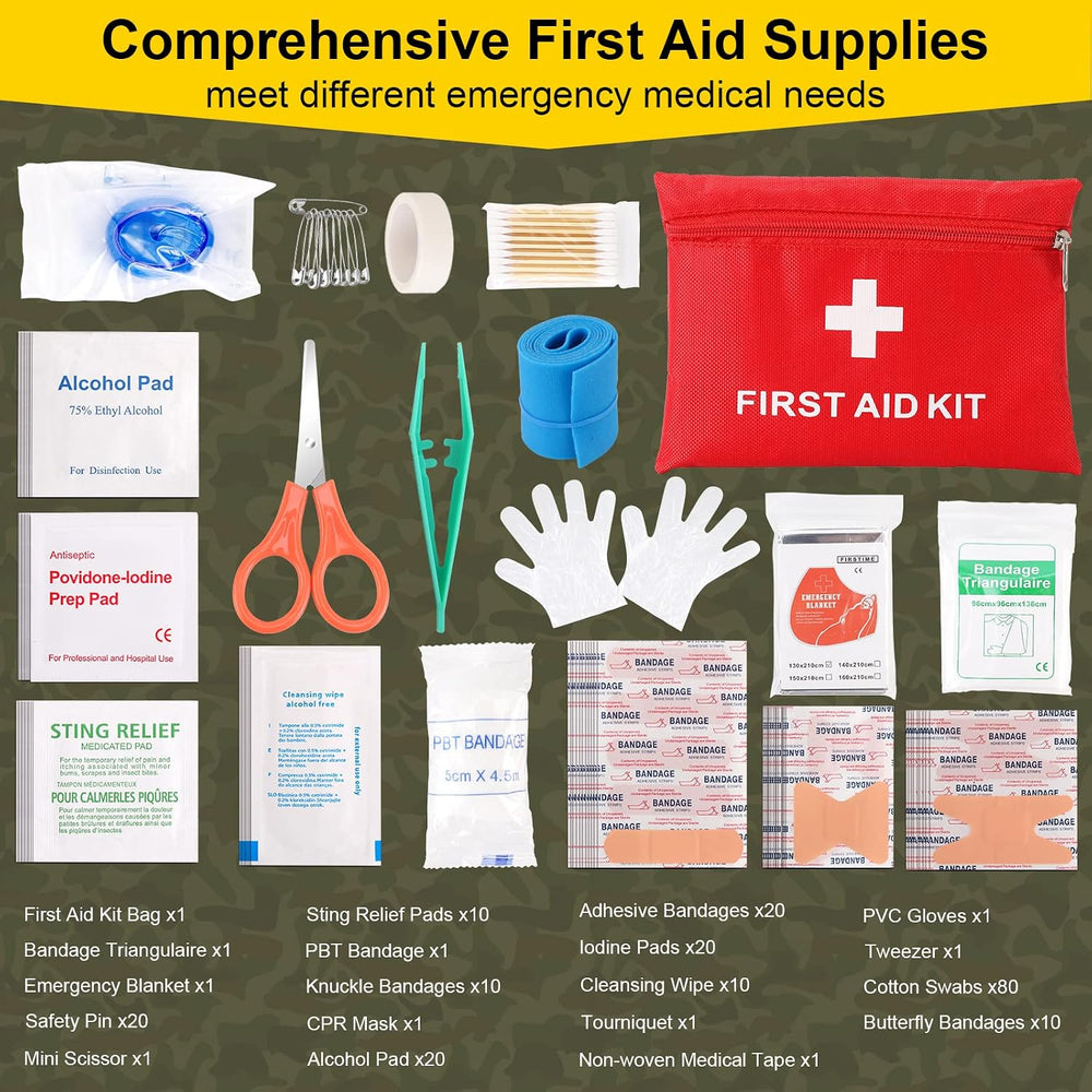Survival First Aid Kit, 248PCS Survival Tools Camping Essentials Tactical Gea...