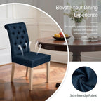 CHUN YI Dining Chairs Set of 6, Button Tufted Upholstered Fabric Dining Room Chairs with Solid Wood Legs and Curved Back, Parsons Side Chairs for Kitchen, Navy