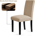 Wooden Dining Chairs Set of 4, Modern Farmhouse Upholstered Dining Room Chairs with Solid Wood Legs, Comfy Kitchen Chairs for Living Room/Restaurant, Oatmeal