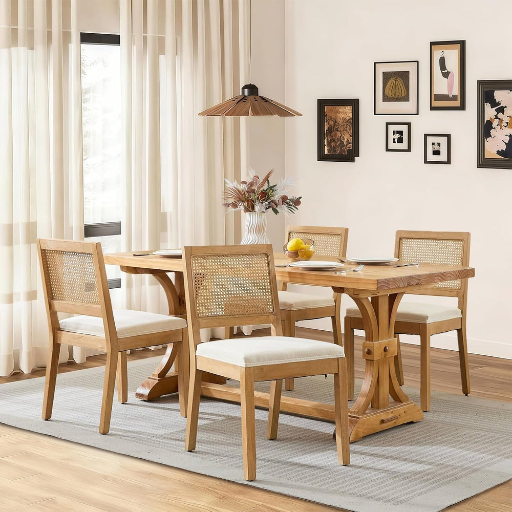 SoarFlash French Dining Chairs Set of 4, Vintage Louis Dining Chairs with Rat...