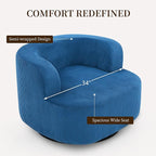 Furnimart 360° Swivel Barrel Accent Chair Set of 2, Round Upholstered Comfy Lounge Chair, Corduroy High-Resilienc Foam Single Sofa, No Assembly Wide Seat for Living Room, Bedroom, Apartment (Blue)