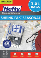 Hefty Shrink-Pak - 3 Extra Large Vacuum Storage Bags for Clothes, Pillows, Towels, or Blankets - Space Saver Vacuum Sealer Bags Ideal Under Bed Storage Solutions