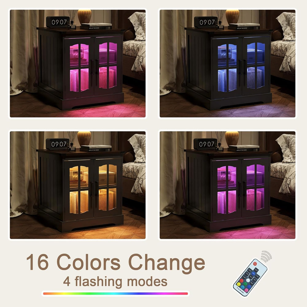 ChooChoo Farmhouse End Table Set of 2, 24" Large Sofa Side Table with Ch...