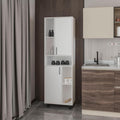 23.6" D*16.2" W*74.8" H Freestanding Kitchen Pantry with 4 Shelves, 2 Single Doors, Rectangular Wood Storage Cabinet, Modern Minimalist, for Living Room, Dining Room, White