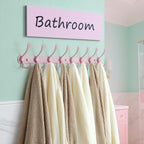 Dseap Coat Rack Wall Mount - 29.5” Long 8-Tri-Hooks Heavy Duty Coat Hanger Rail Wall Hooks for Hanging Coats Hats Clothing Clothes Purse Mudroom Entryway, Pink, Pack of 2