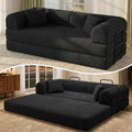 79" Convertible Sofa Bed, Futon Sleeper Sofa,Boneless Couch for Living Room | Corduroy Futon Sofa Bed, Modular Floor Couch with Pocket Springs and 2 Pillows, Couch Bed No Assembly | Black