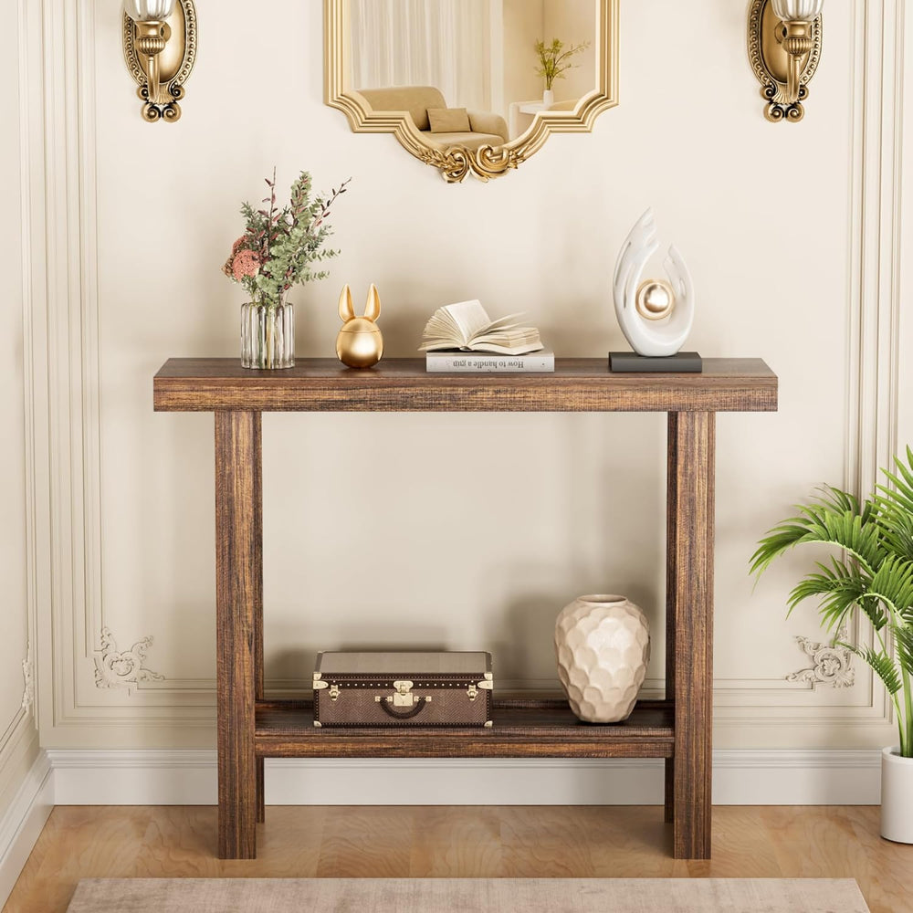 LIFECHOVY Farmhouse Wood Entryway Table Narrow Console Tables with Storage Be...