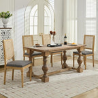 French Country Dining Chairs Set of 4, Grey Kitchen & Dining Room Chairs Set of 4, Rattan Dining Chairs, Cane High Back, Wood Legs, Sillas De Comedor (Rattan, Gray, 4Pcs)