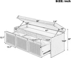 SOFTSEA 48" Shoe Storage Bench with Cushion, 2-Tier Entryway Bench with 3 Rattan Storage Drawers & Lift Top Storage, Retro Shoe Cabinet for Hallway, Bedroom, Living Room, White