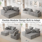 Homall Sectional Couches for Living Room, Modern Boneless Couch with Deep Seat, Upholstered Cloud Sofa, No Assembly Required (Grey, L Shaped Sofa)
