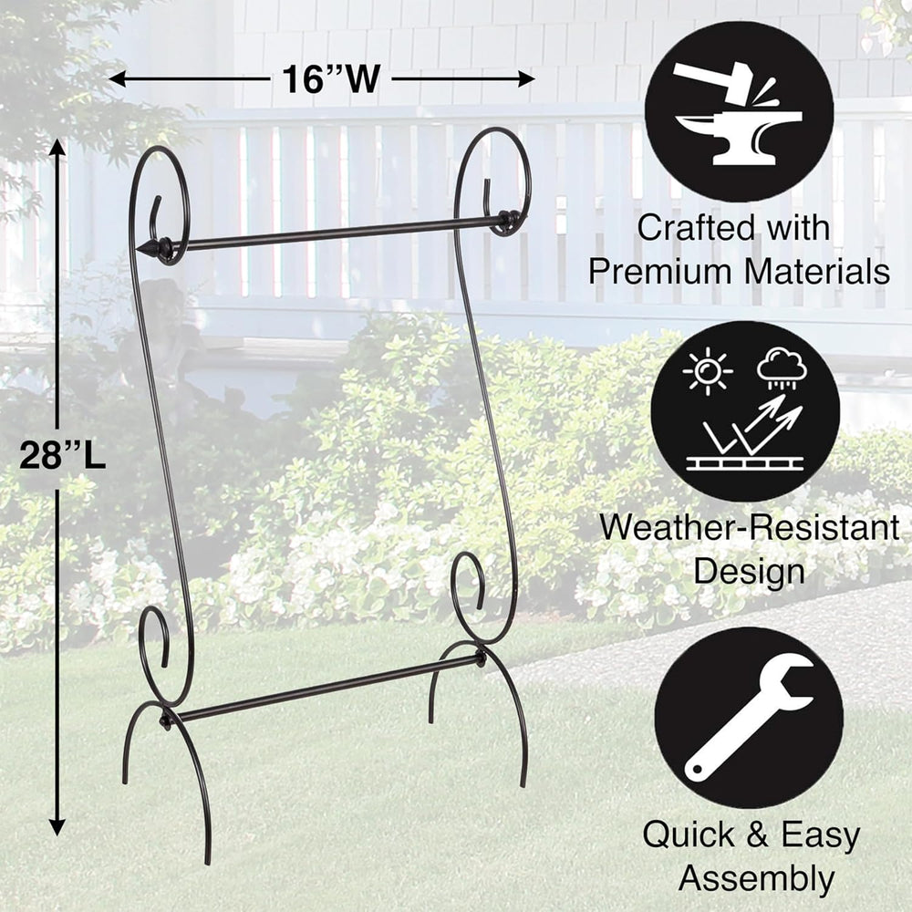 Evergreen Scroll American Garden Flag Stand | Premium Metal Iron Flag Holder ...