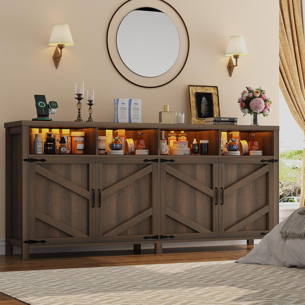 knoworld Buffet Sideboard with Storage Farmhouse with 4 Doors, 55'' L...