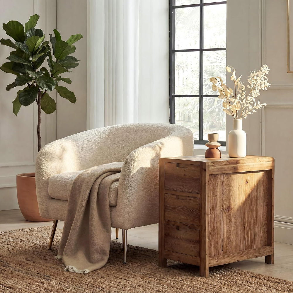 LITTLE TREE 3-Drawer Real Wood End Table, Narrow Side Table with Storage Draw...
