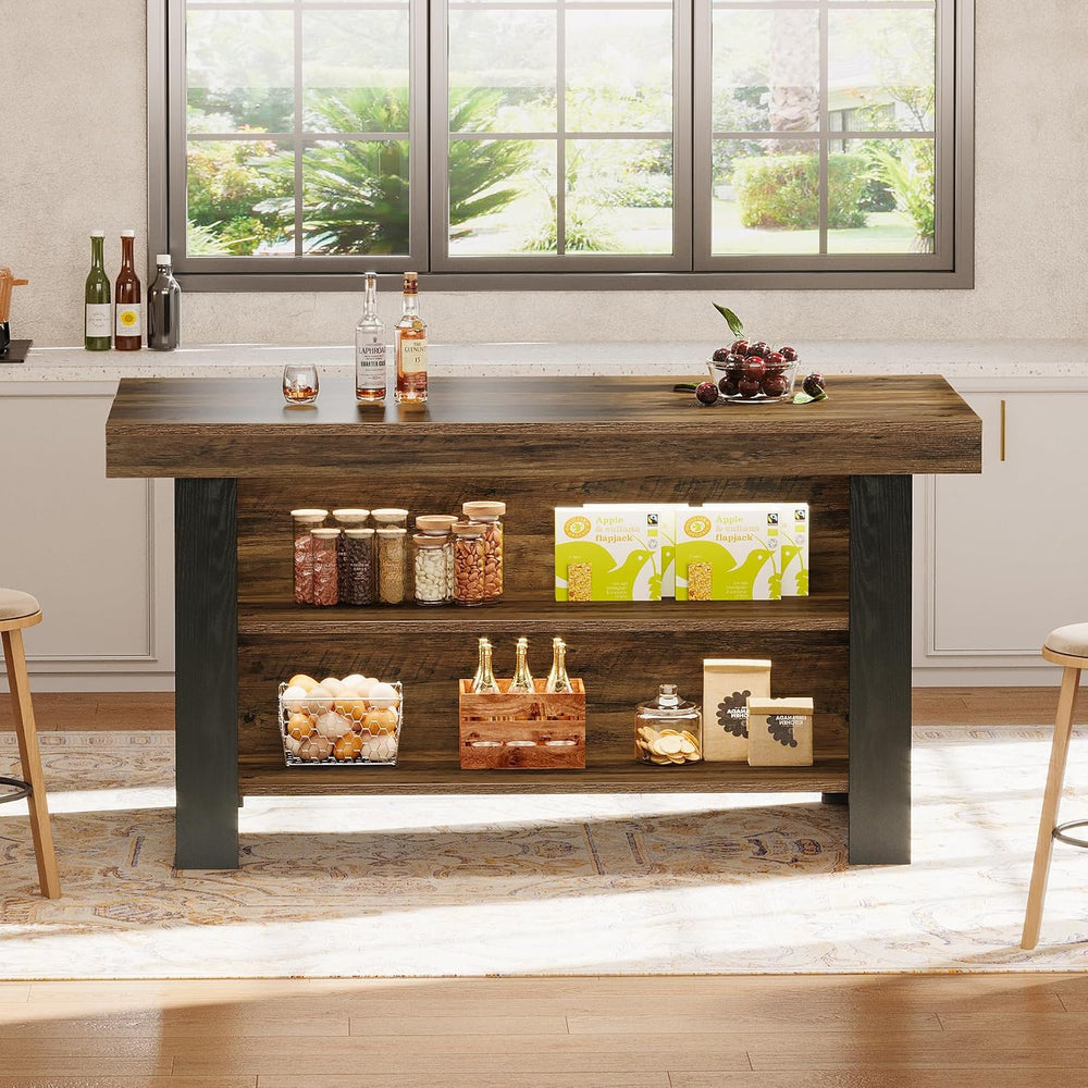 Tribesigns 55-Inch Kitchen Island with Storage, Farmhouse Center Island Table...