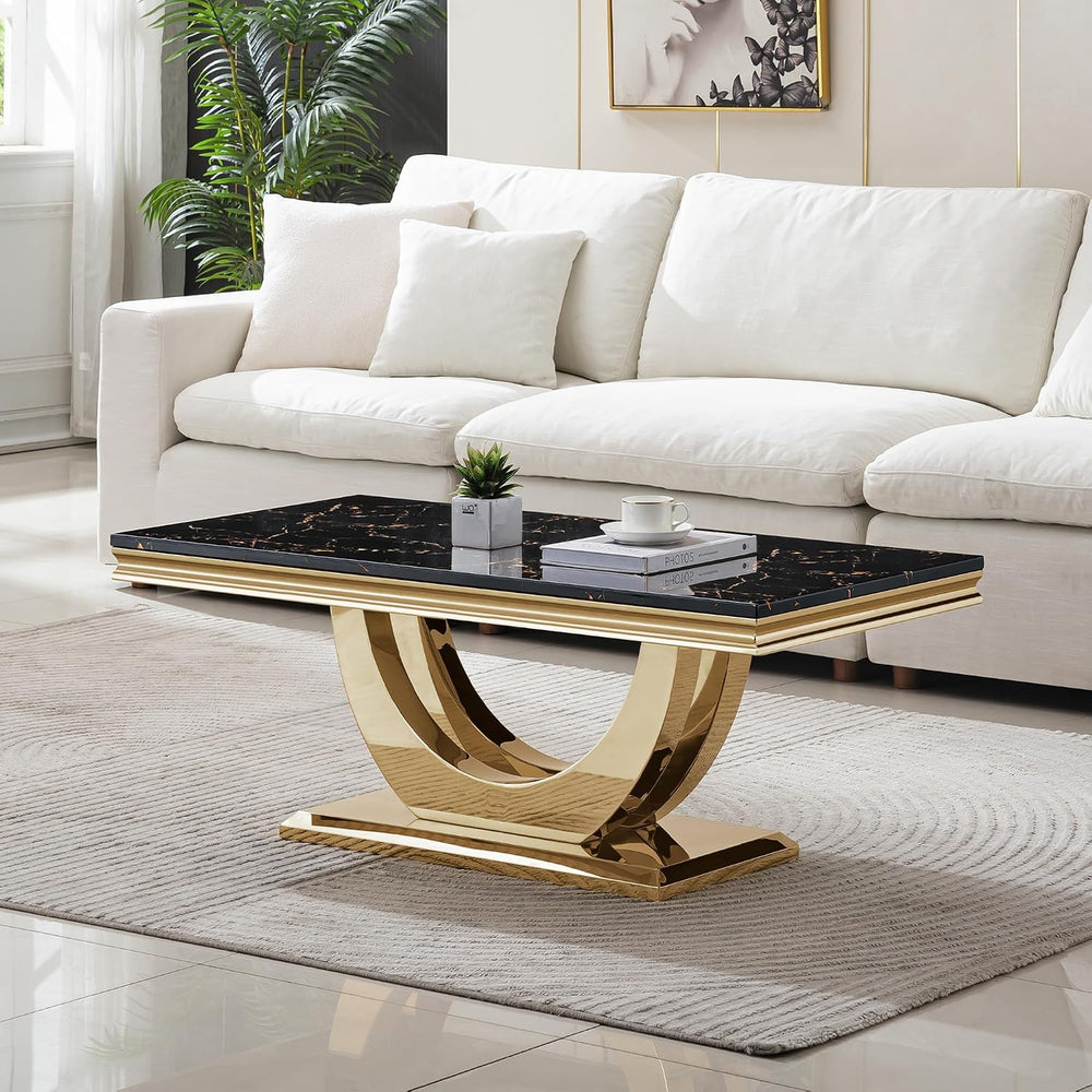 2-Piece Coffee Table and End Table Sets,Modern Marble Living Room Coffee Tabl...
