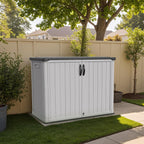Patiowell 26 Cu.ft Plastic Outdoor Storage Cabinet, Lockable Waterproof Horizotal Storage Shed, Tool Box for Patio, Garden Tools, Garbage Cans, Pool Supplies, Easy Assembly, White(Not Include Shelves)