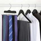 TOPIA HANGER Tie Rack Hanger for Closet, Wooden Tie Organizer for Men with 24 Folding Hooks, Space Saving Necktie Holder for Storage and Display Bra, Tank Top, Camisole (1-Pack), Black- CT14B