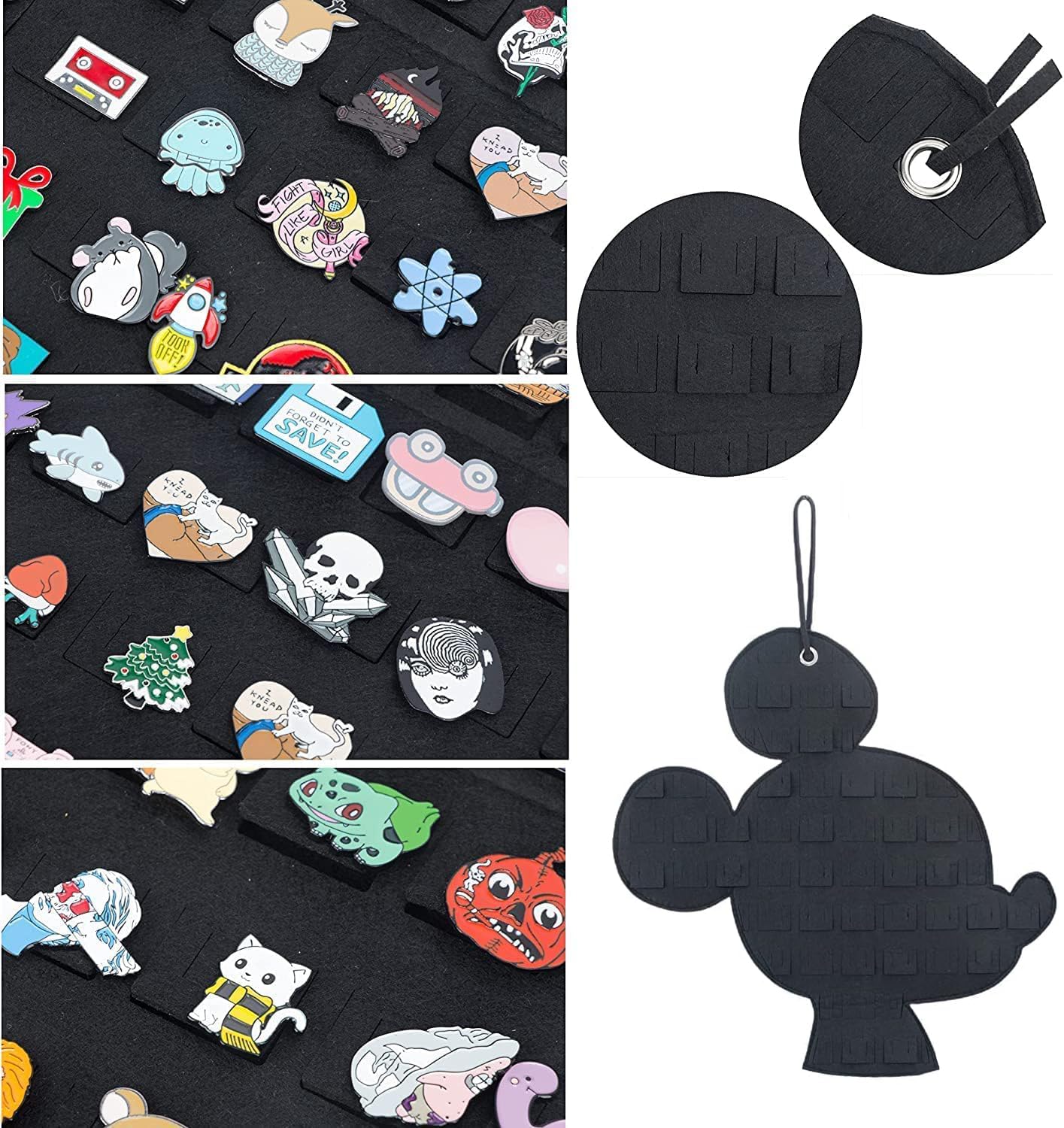 Hanging Brooch Pin Organizer Enamel Pin Display Cute Cartoon Shape Brooch Pin Display Storage Holder for Brooch Pin(Without Accessories ) (black-mouse)