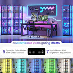 68'' Corner Glass Display Cabinet with RGB Lights | Curio Cabinet with Glass Doors, 4-Tier Display Case for Collectibles, Lighted Display Shelf for Living Room Bedroom