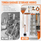 TONDA Garage Hooks, 20 Pack Garage Organization, Wall Storage Hooks Heavy Duty for Hanging Bike, Ladder, Garden Tools, Hose and Ropes, Black