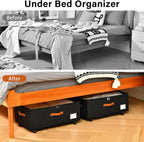 Freebat Under Bed Storage with Wheels 2 Pack, Underbed Container | 10 inch Height Under Bed Drawers with Clear Lid Cover, Storage Bag Box with Visiable Window for Clothes, Bedsheet, Pillow