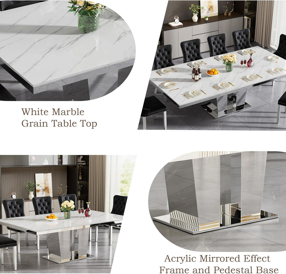 63"-94" Modern Extendable Dining Room Table for 6 8 10, Large White...