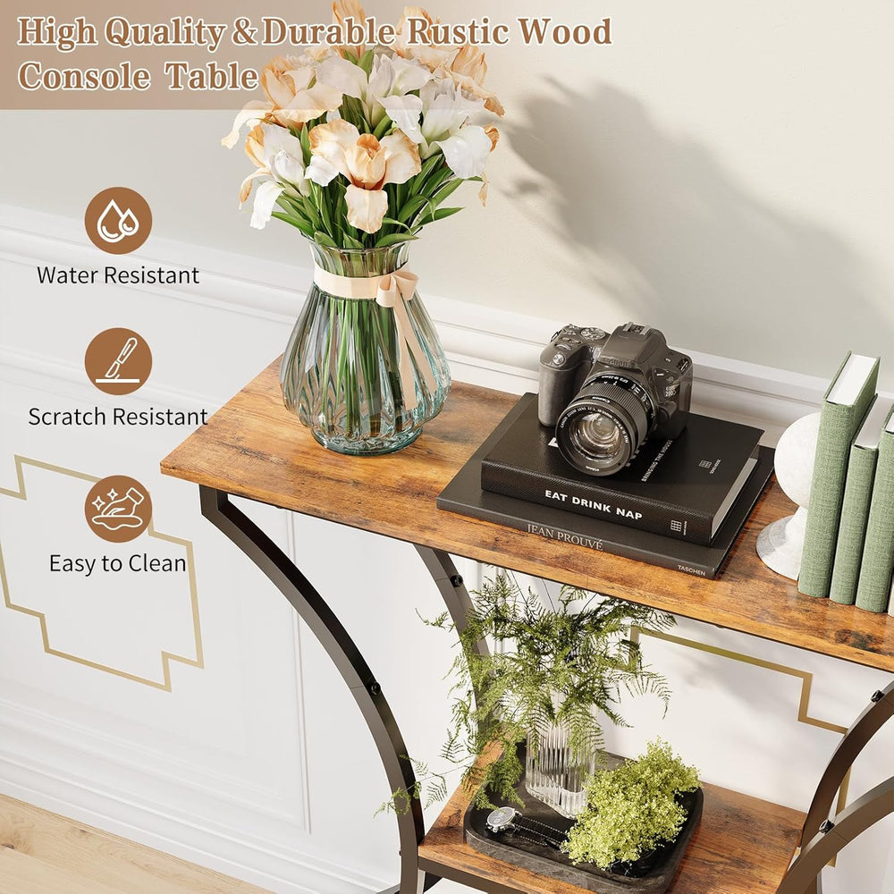 HavenlyYouth Narrow Console Table for Entryway, Industrial 3-Tier Sofa Table ...