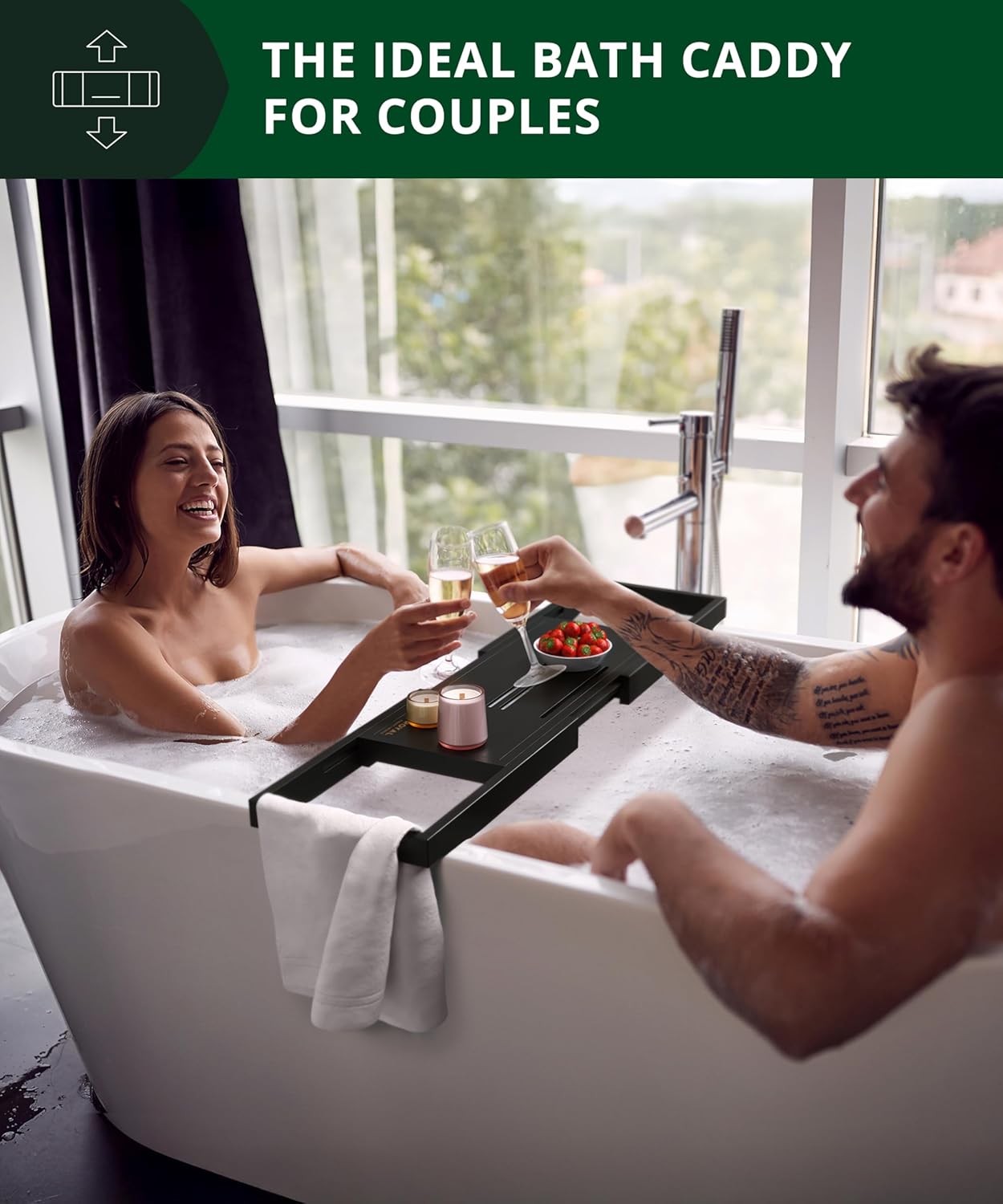 ROYAL CRAFT WOOD Premium Bathtub Tray - Expandable Bath Tray for Tub - Luxury Bathtub & Bathroom Accessories