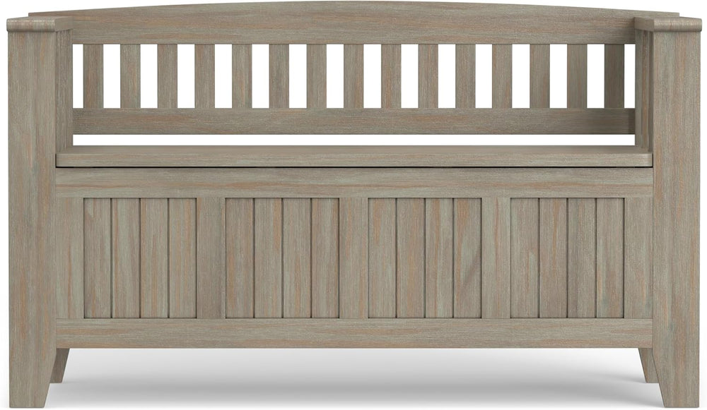 SIMPLIHOME Acadian Solid Wood 48 inch Wide Storage Bench that Seats 2 and 36 ...