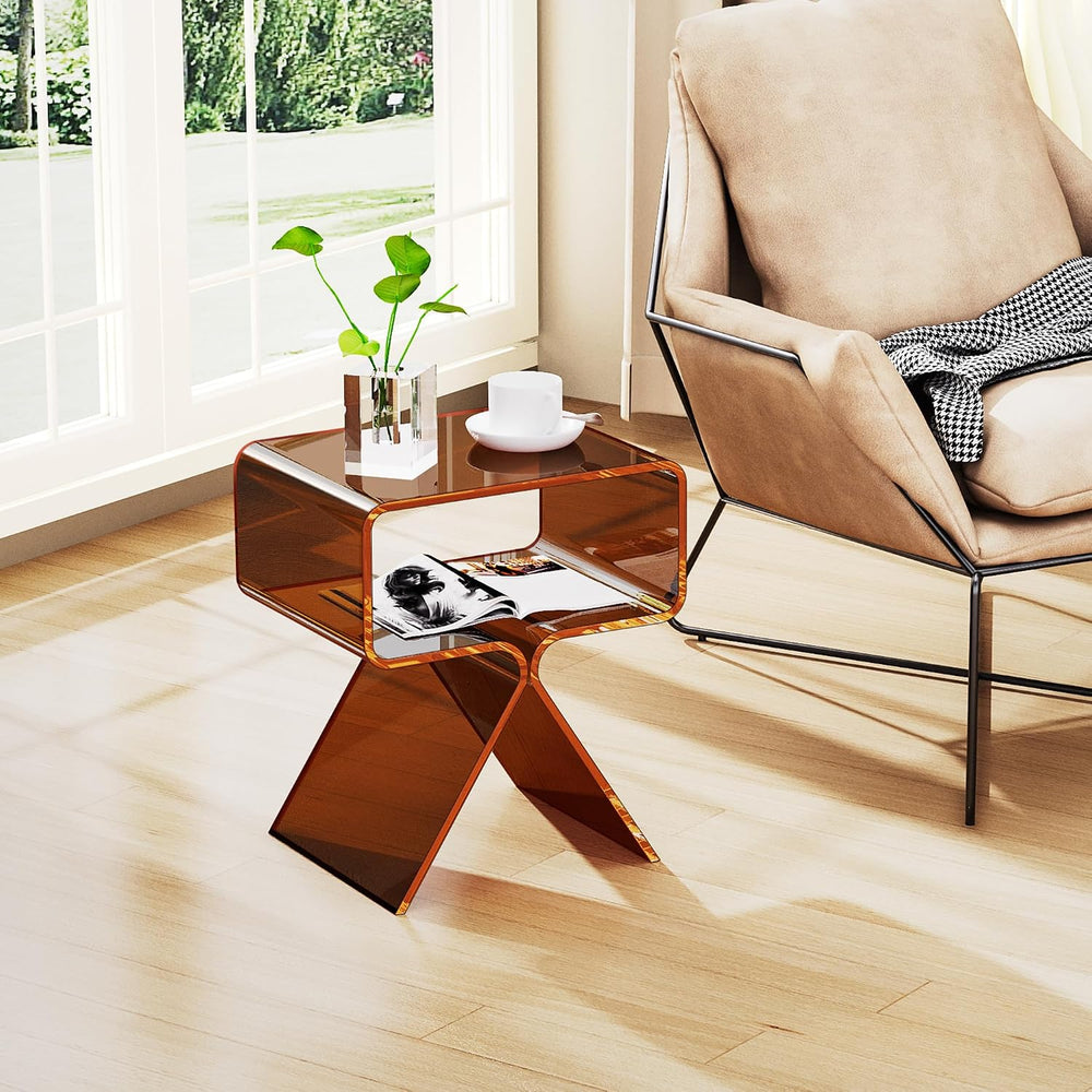 Acrylic Nightstand Side Table Modern Design Clear Home Decor Display End Tabl...