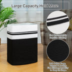 OIAHOMY 91L Laundry Hamper, XXXLarge Laundry Basket, Collapsible Cotton Rope Basket,Woven Storage Basket for Blankets,Clothes,Pillows-16x15x24-Black&white