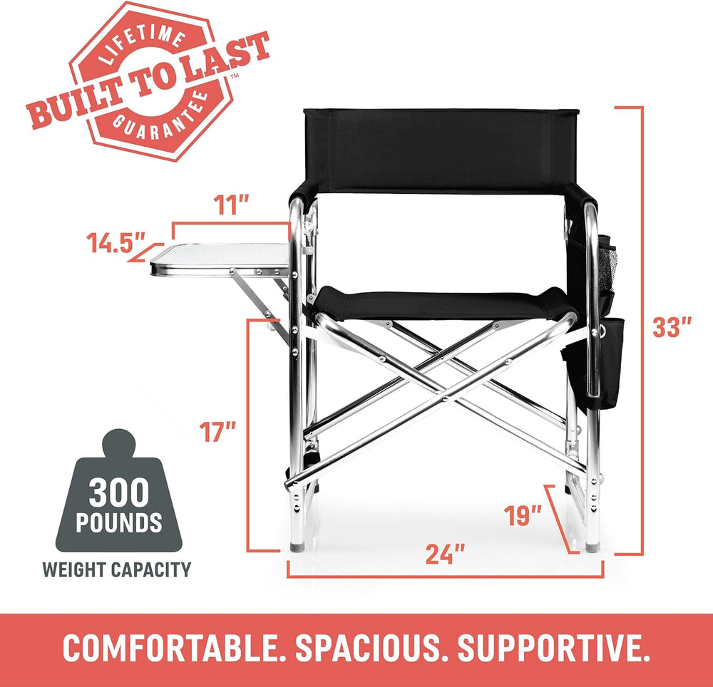 Picnic TIME Sports Chair with Side Table and Armrest Caddy, Lightweight Alumi...