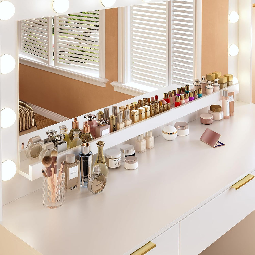 ALEXNUTRE Vanity Desk with Mirror and Lights, 45.3in Makeup Vanity with 7 Dra...