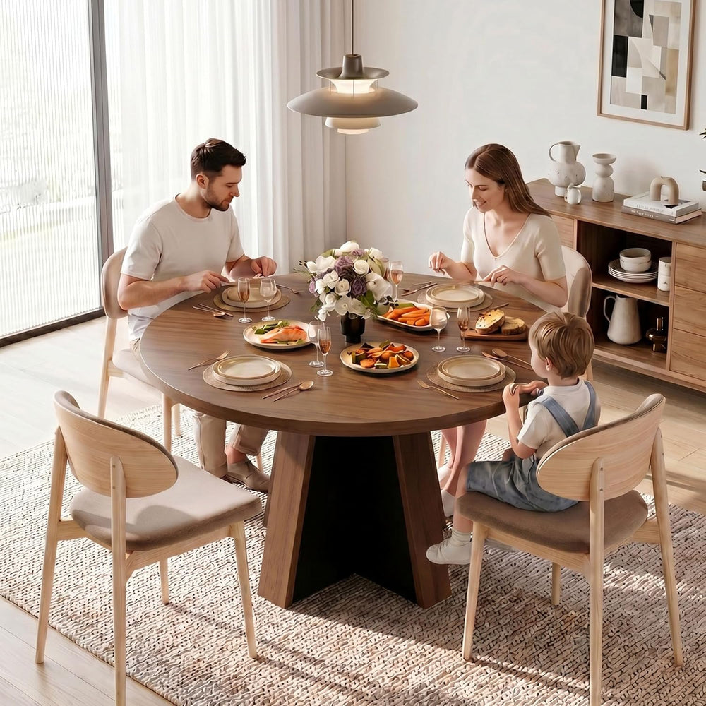 iPormis 47-Inch Round Dining Table for 4-6 People, Modern Wooden Kitchen Tabl...