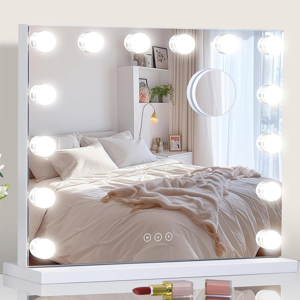 Vanity Mirror with Lights Lighted Makeup Mirror with Dimmable LED Bulbs,3 Col...