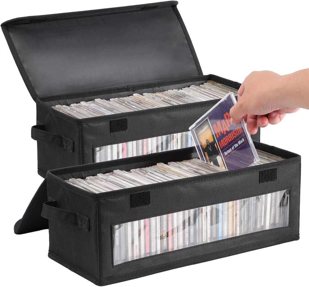 Home CD Storage Box, Tape Cassette Display Stand With Handle, Movie Box, DVD, Optical Disc Rack, Suitable For Living Room And Desktop
