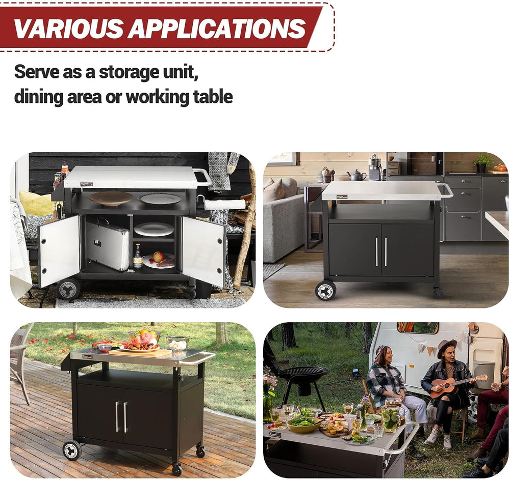 PC3403S Outdoor Grill Cart with Wheels Black
