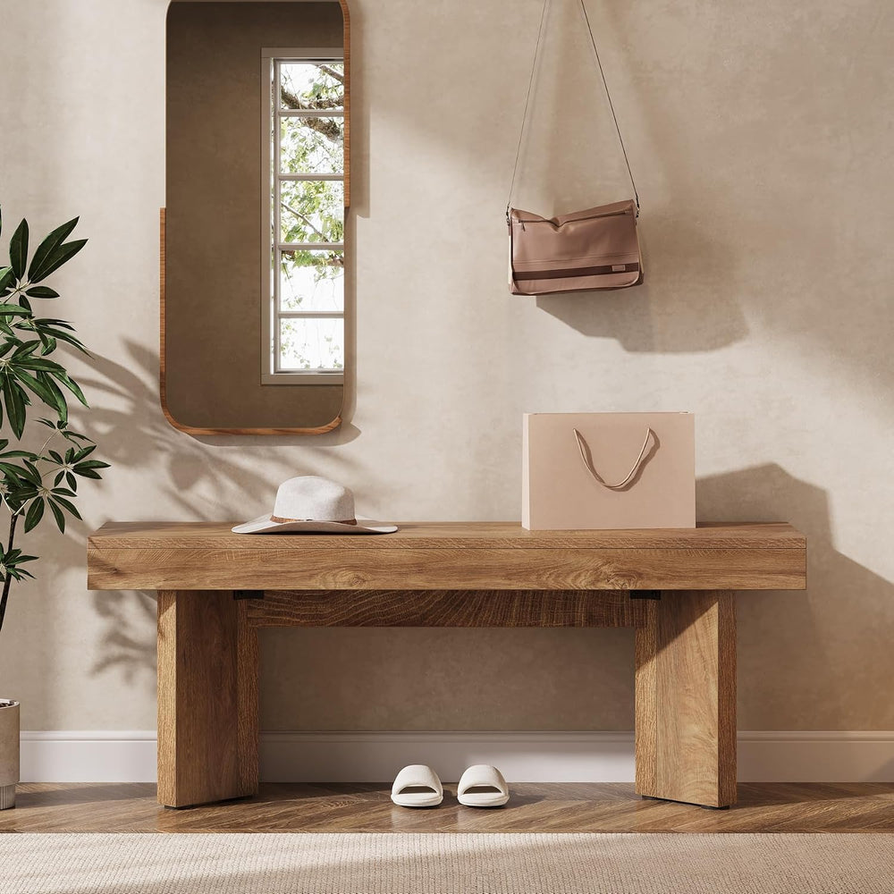 Tribesigns 47" Wooden Entryway Bench, Farmhouse Indoor End of Bed Bench,...