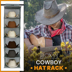 Boxy Concepts 6-Shelf Cowboy Hat Organizer Rack - 13in Wide X-Large Grey - Hat Rack for Wall Mount Hook & Loop - Soft Fabric Preserve Shape - Baseball Cap Organizer