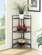 Convenience Concepts Xtra Storage 3 Tier Folding Metal Corner Shelf, Black